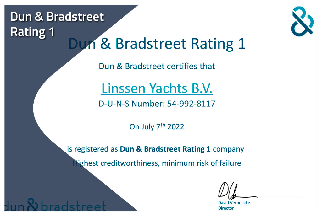 Linssen Yachts Rating 1 from Dun & Bradstreet Linssen Yachts Rating 1 from Dun & Bradstreet