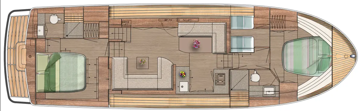 Indeling Linssen Grand Sturdy 45.1 AC motorjacht
