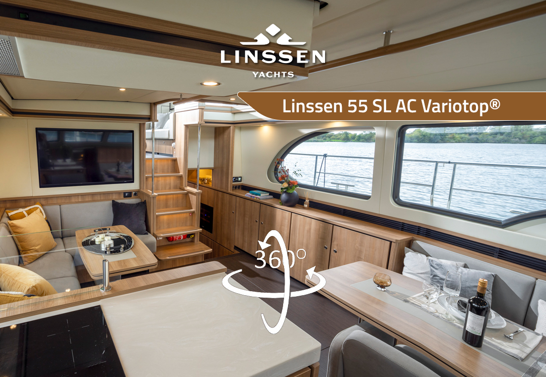 360 degree panorama of Linssen 55 SL AC Variotop